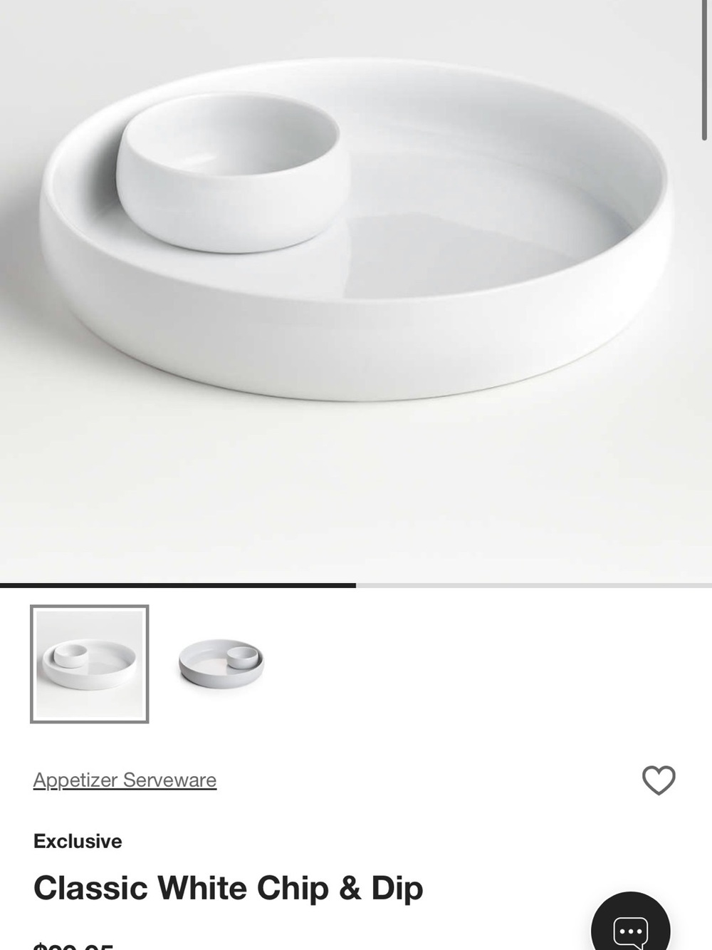 Crate&Barrel White Ceramic Chip and Dip Platter